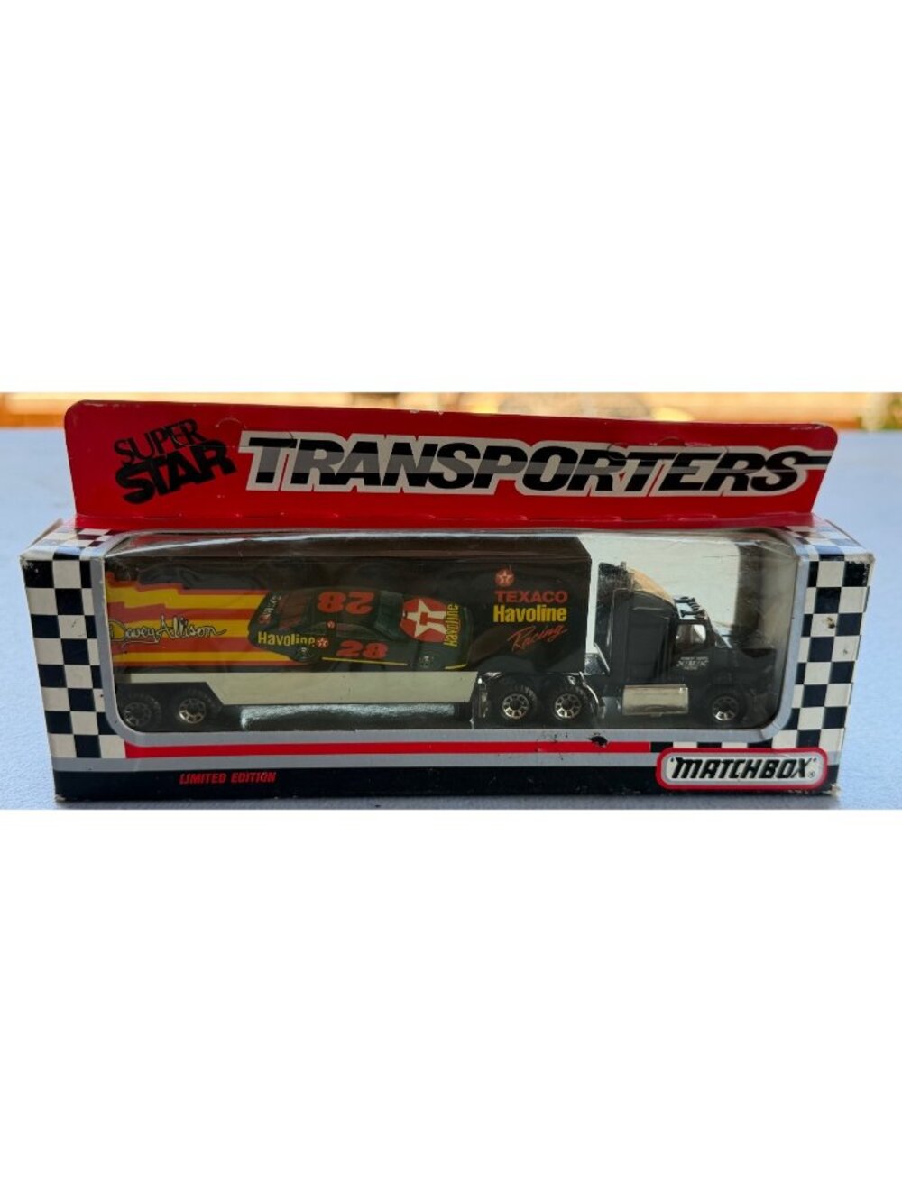 1992 Matchbox Star Transporter Style #109 Davey Allison #28 Havoline Racing Ford